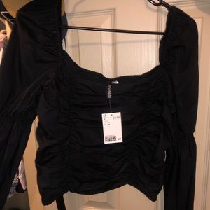 Black off the shoulder crop top